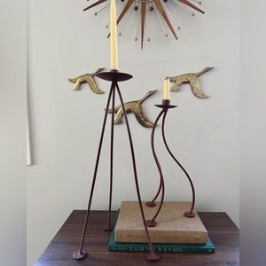 wrought iron candle stick pair